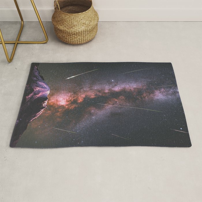 Mount Rainier Under Shooting Stars Rug Gallery Image 1