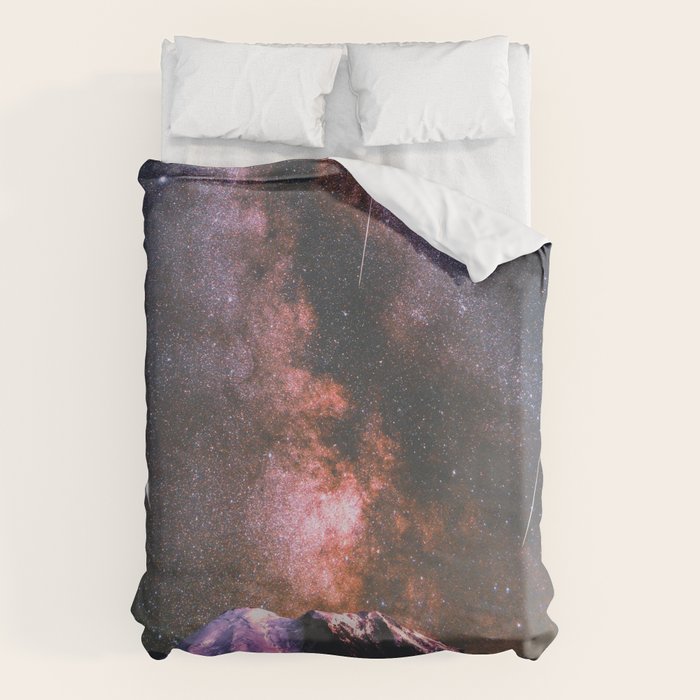 Mount Rainier Under Shooting Stars Duvet Cover Gallery Image 6