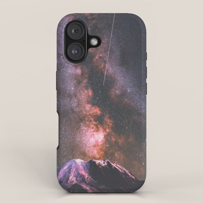 Mount Rainier Under Shooting Stars iPhone Case Gallery Image 1