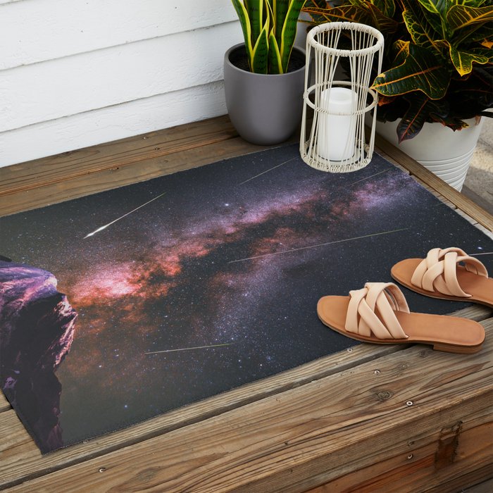 Mount Rainier Under Shooting Stars Outdoor Rug Gallery Image 2