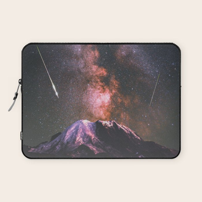 Mount Rainier Under Shooting Stars Laptop Sleeve Gallery Image 1