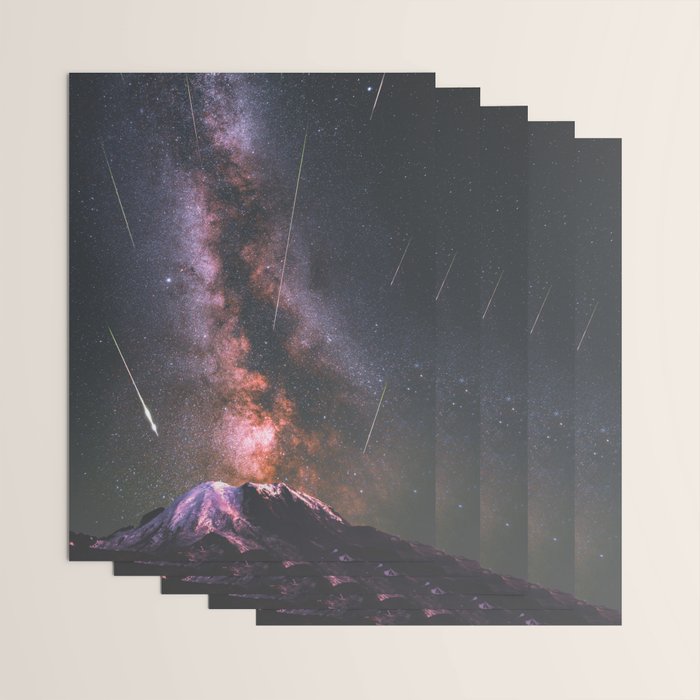 Mount Rainier Under Shooting Stars Wrapping Paper Gallery Image 3
