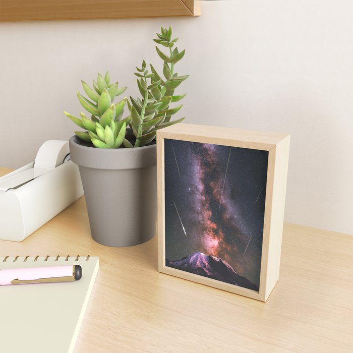 Mount Rainier Under Shooting Stars Mini Art Print Gallery Image 2