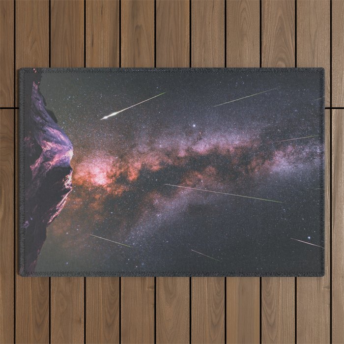 Mount Rainier Under Shooting Stars Outdoor Rug Gallery Image 1