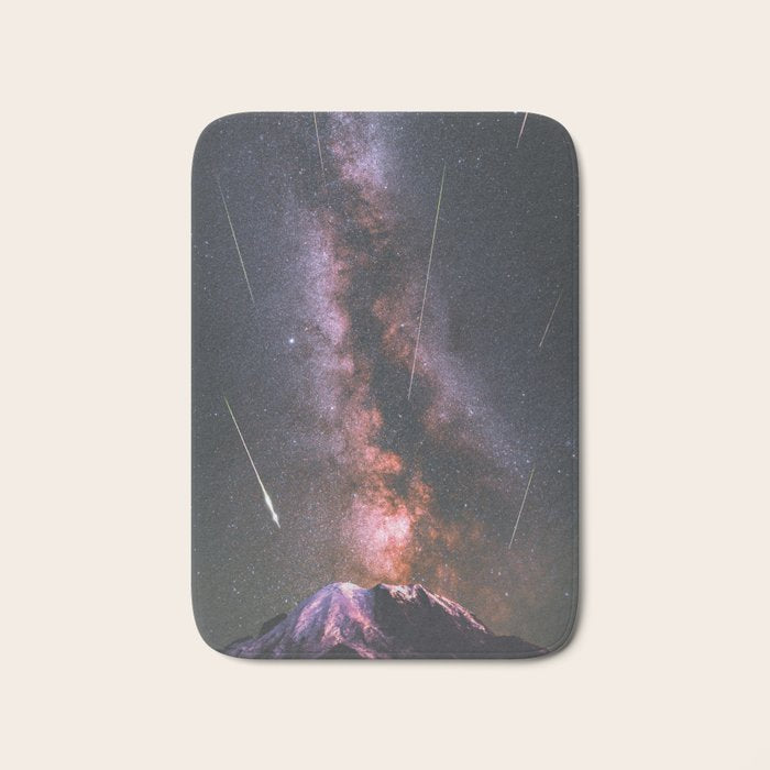 Mount Rainier Under Shooting Stars Bath Mat Gallery Image 1