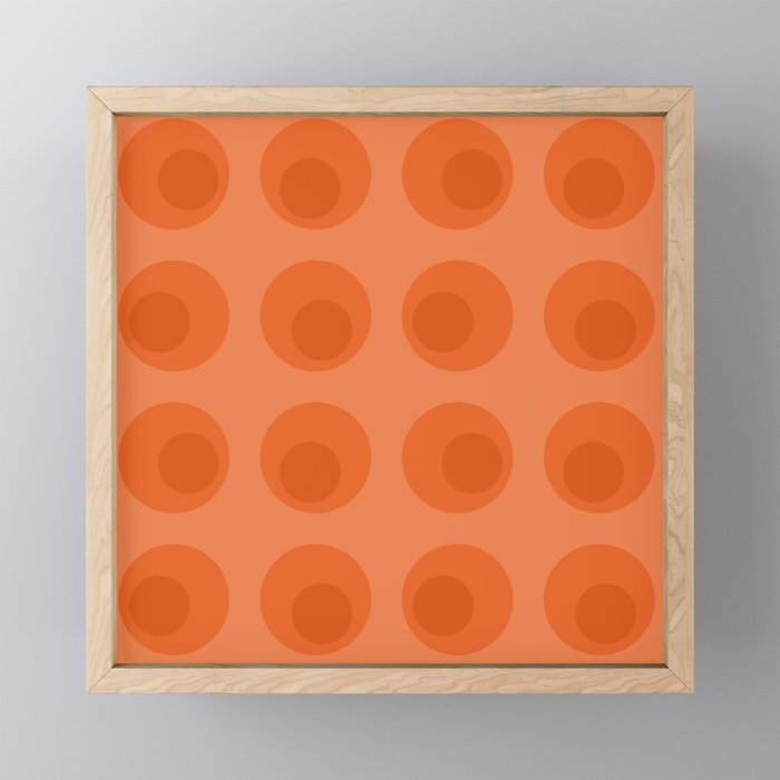 Orange 1970s Retro Inspired Polka Dot Pattern Mini Art Print Gallery Image 1