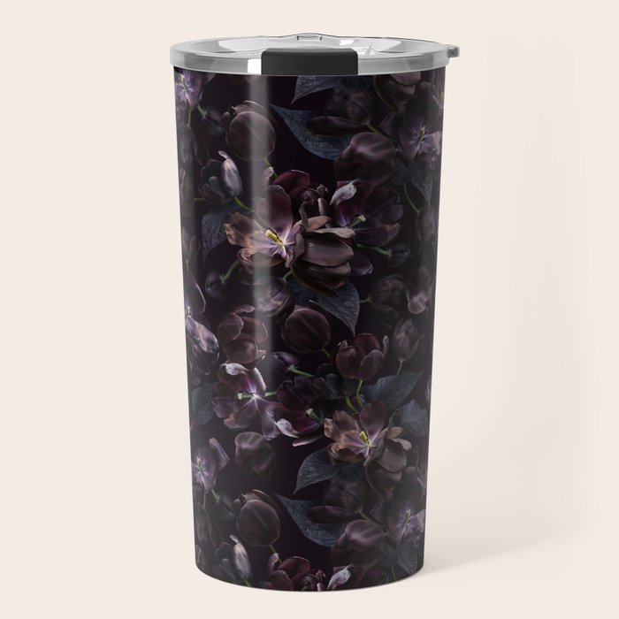Black tulips on dark background Travel Mug Gallery Image 1