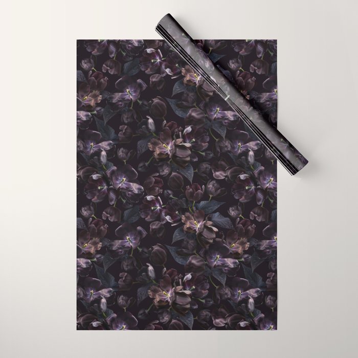 Black tulips on dark background Wrapping Paper Gallery Image 1