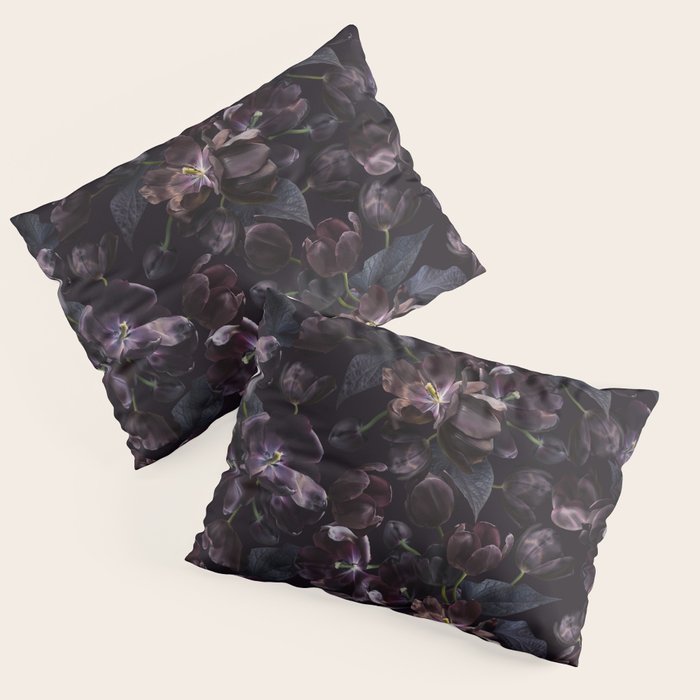 Black tulips on dark background Pillow Sham Gallery Image 1