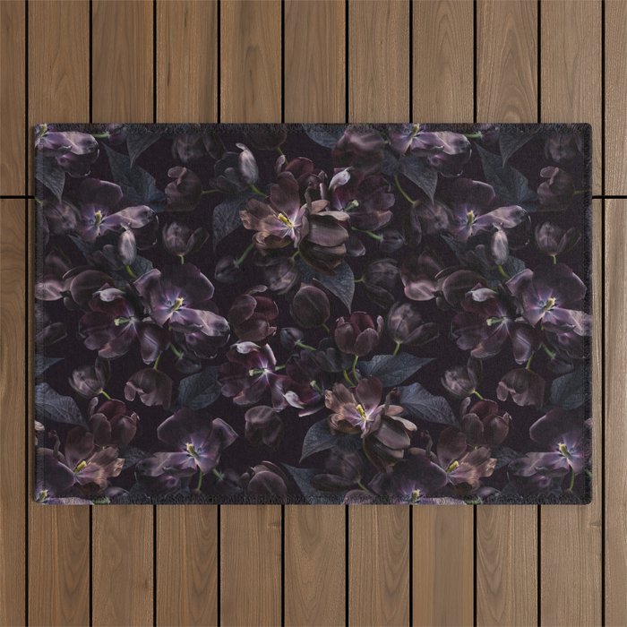 Black tulips on dark background Outdoor Rug Gallery Image 1