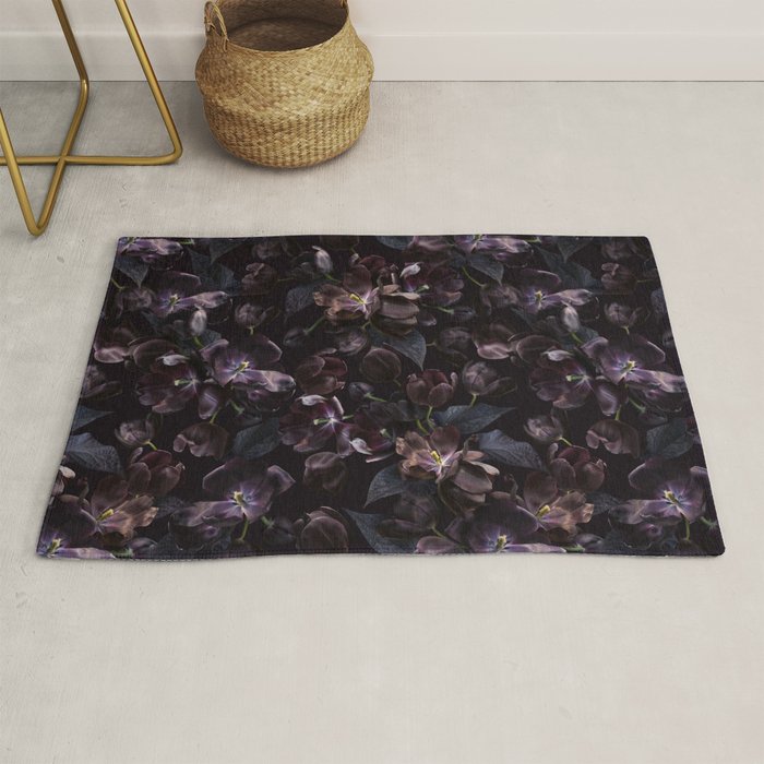 Black tulips on dark background Rug Gallery Image 1