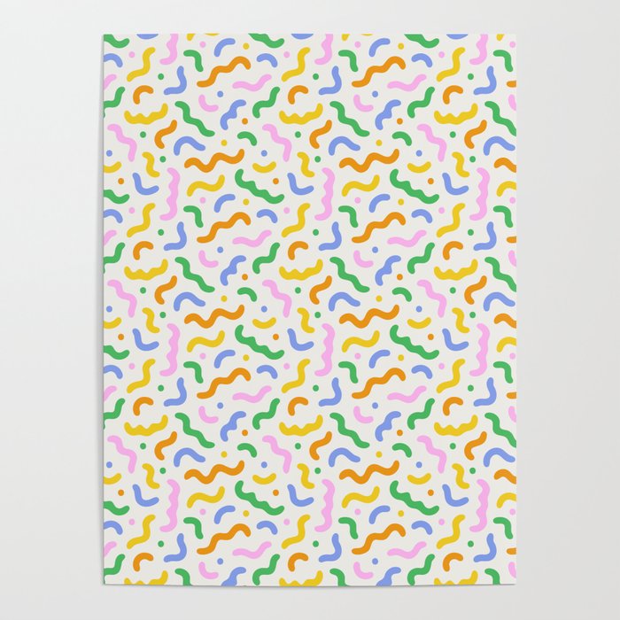 Colorful line doodle art pattern Poster Gallery Image 1