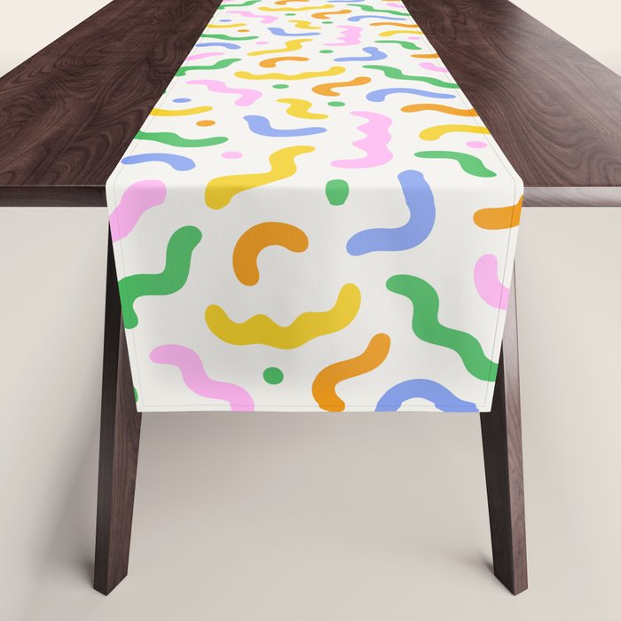 Colorful line doodle art pattern Table Runner Gallery Image 1