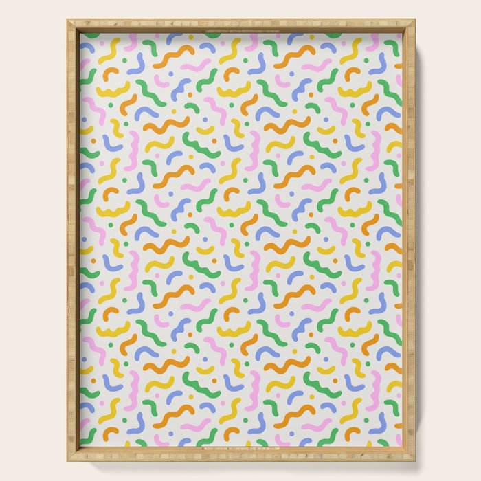 Colorful line doodle art pattern Serving Tray Gallery Image 1