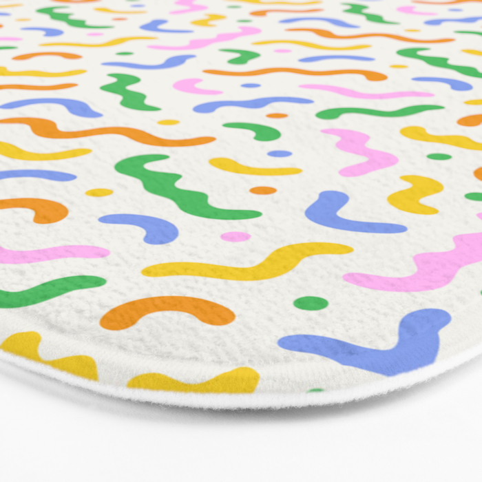 Colorful line doodle art pattern Bath Mat Gallery Image 3