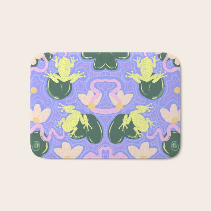Feeling Froggy Periwinkle Blue Pattern Bath Mat Gallery Image 1