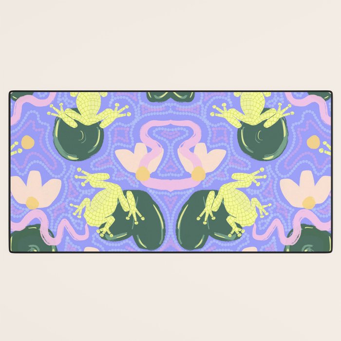 Feeling Froggy Periwinkle Blue Pattern Desk Mat Gallery Image 3