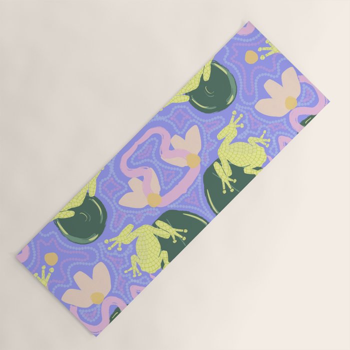 Feeling Froggy Periwinkle Blue Pattern Yoga Mat Gallery Image 1