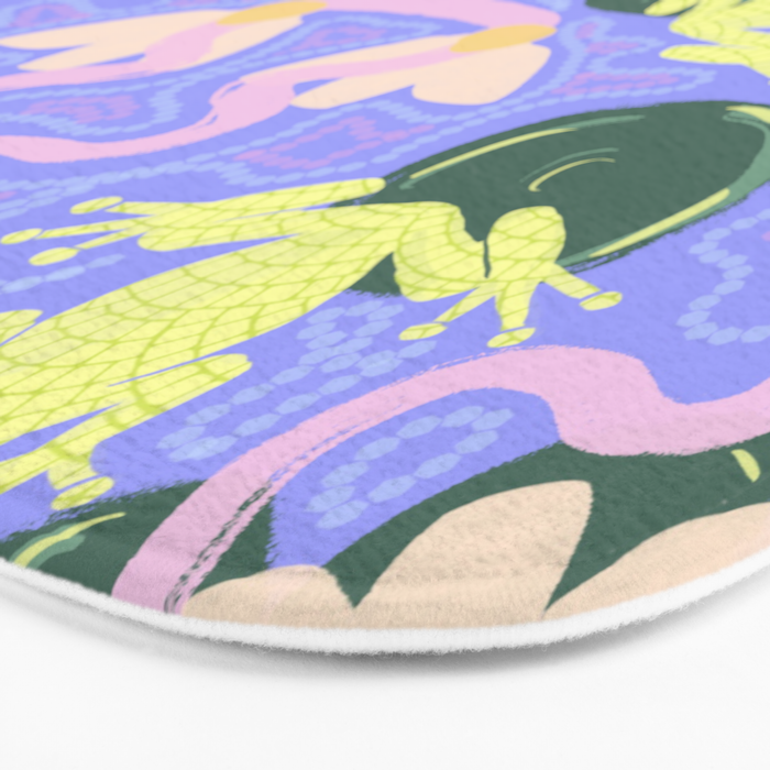 Feeling Froggy Periwinkle Blue Pattern Bath Mat Gallery Image 3