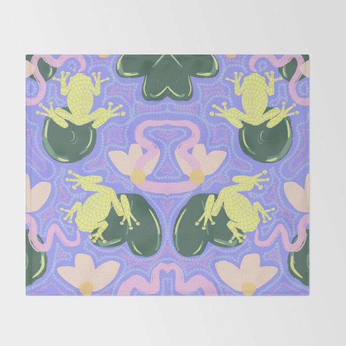 Feeling Froggy Periwinkle Blue Pattern Throw Blanket Gallery Image 2
