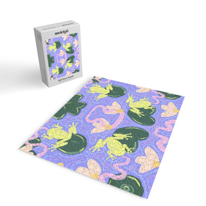 Feeling Froggy Periwinkle Blue Pattern Jigsaw Puzzle Gallery Image 2