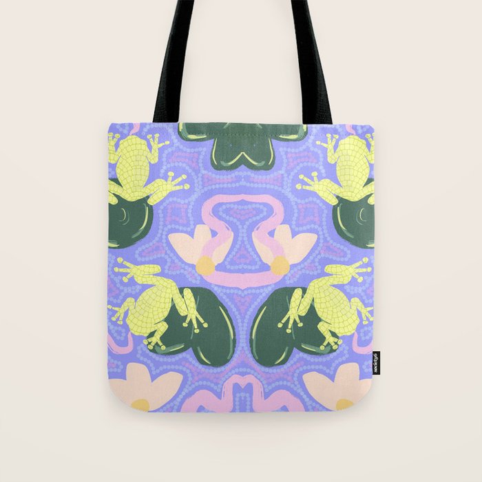 Feeling Froggy Periwinkle Blue Pattern Tote Bag Gallery Image 1