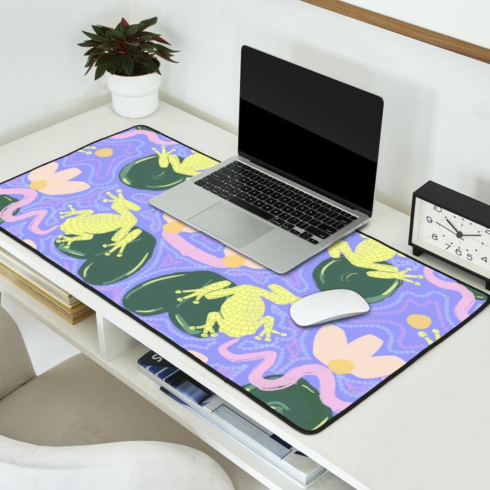 Feeling Froggy Periwinkle Blue Pattern Desk Mat Gallery Image 2