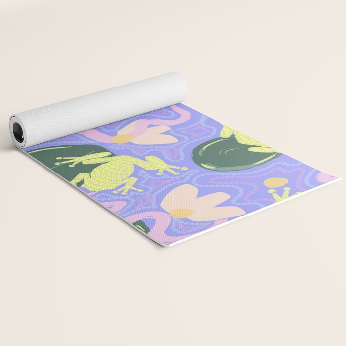 Feeling Froggy Periwinkle Blue Pattern Yoga Mat Gallery Image 2