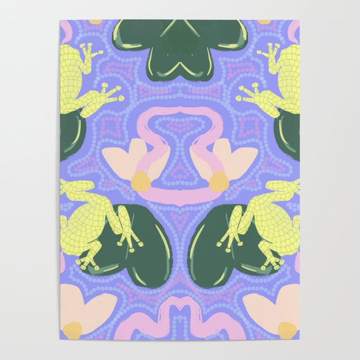 Feeling Froggy Periwinkle Blue Pattern Poster Gallery Image 4