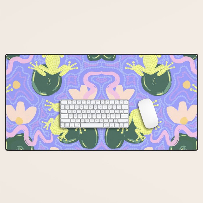 Feeling Froggy Periwinkle Blue Pattern Desk Mat Gallery Image 1