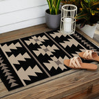 Southwestern Pattern 132 Black and Beige Outdoor Rug Gallery Image 2