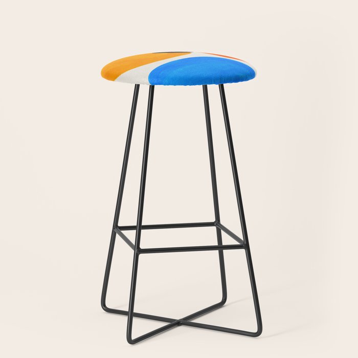 Minimalist Modern Mid Century Colorful Abstract Shapes Primary Colors Yellow Orange Blue Bubbles Stool Gallery Image 1