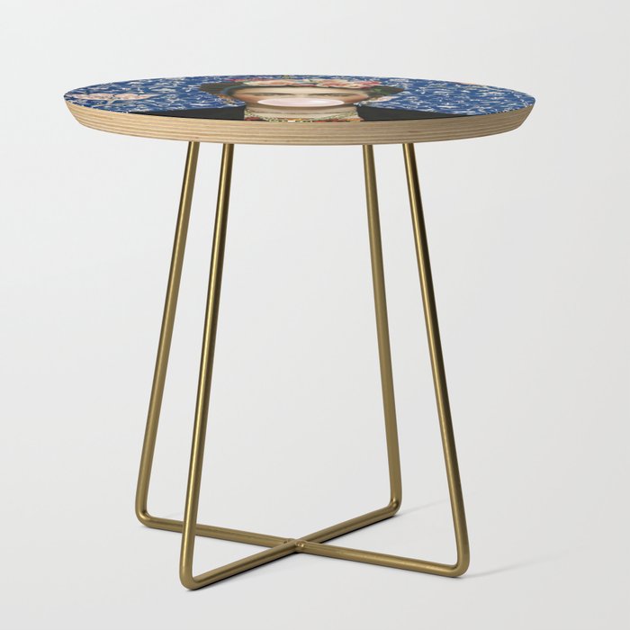 Woman  Blowing a pink Bubble gum with vintage Medway tapestry Side Table Gallery Image 1