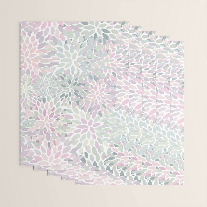 Festive, Floral Prints, Pink and Green, Modern Print Art Wrapping Paper Gallery Image 3