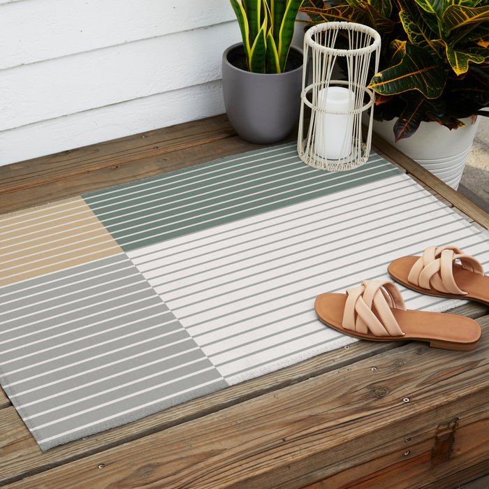 Color Block Line Abstract LXXX Outdoor Rug Gallery Image 2