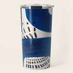 Colorful Mid Century Modern Abstract Fun Shapes Patterns Navy Blue Abstract Expressionism Travel Mug Gallery Image 1