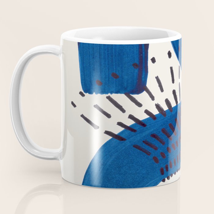 Colorful Mid Century Modern Abstract Fun Shapes Patterns Navy Blue Abstract Expressionism Coffee Mug Gallery Image 3