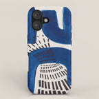 Colorful Mid Century Modern Abstract Fun Shapes Patterns Navy Blue Abstract Expressionism iPhone Case Gallery Image 1