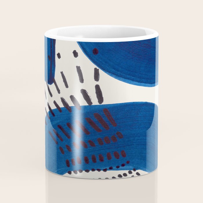 Colorful Mid Century Modern Abstract Fun Shapes Patterns Navy Blue Abstract Expressionism Coffee Mug Gallery Image 4