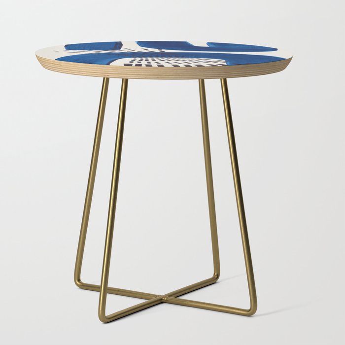 Colorful Mid Century Modern Abstract Fun Shapes Patterns Navy Blue Abstract Expressionism Side Table Gallery Image 1