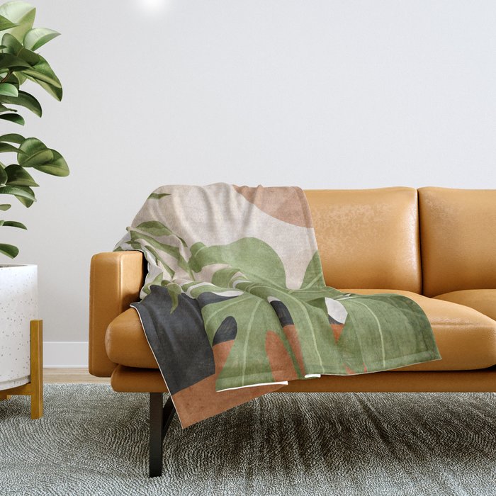 Abstract Art Tropical Leaves 21 Throw Blanket Gallery Image 1