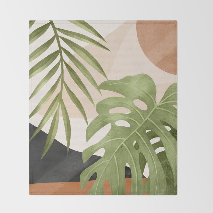Abstract Art Tropical Leaves 21 Throw Blanket Gallery Image 2