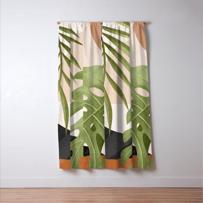 Abstract Art Tropical Leaves 21 Window Curtain Gallery Image 3