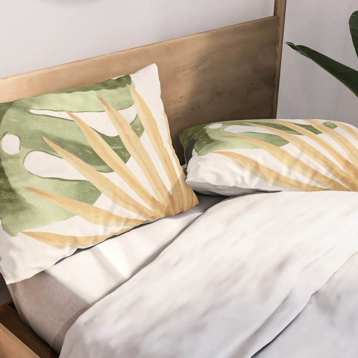 Abstract Art Tropical Leaves 22 Pillow Sham Gallery Image 2