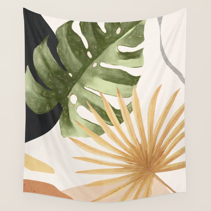 Abstract Art Tropical Leaves 22 Wall Tapestry Gallery Image 1