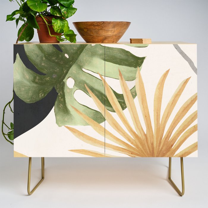 Abstract Art Tropical Leaves 22 Credenza Gallery Image 1