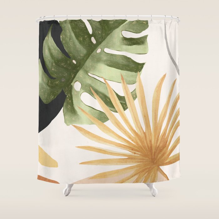 Abstract Art Tropical Leaves 22 Shower Curtain Gallery Image 1