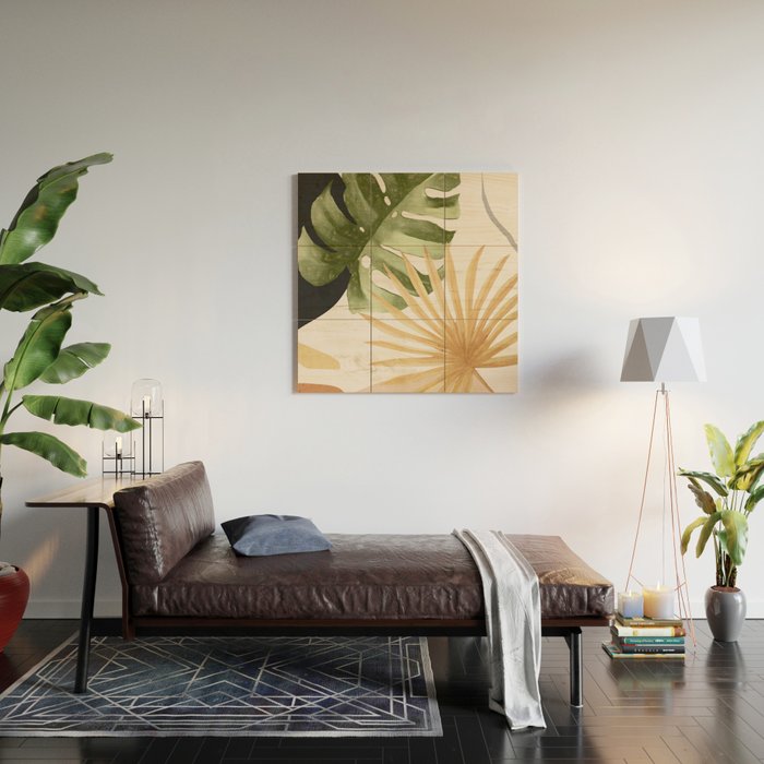 Abstract Art Tropical Leaves 22 Wood Wall Art Gallery Image 2