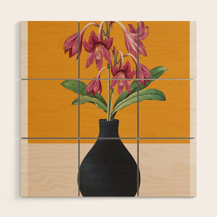 Flowers in Black Vase 2 Wood Wall Art Gallery Image 1