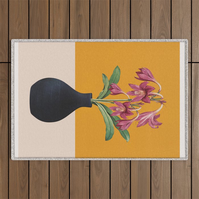 Flowers in Black Vase 2 Outdoor Rug Gallery Image 1